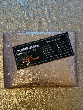 NWT Rose Gold Sequin Rectangle Tablecloth 90 x 132 in